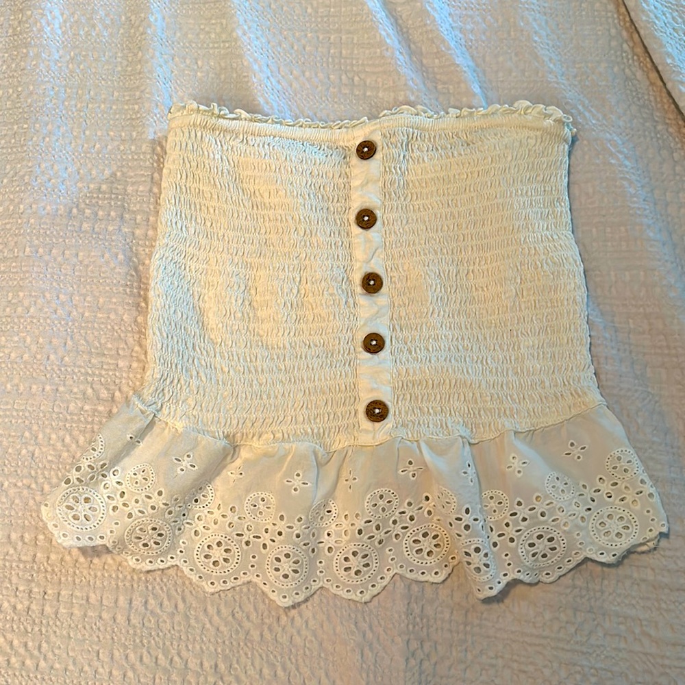 Cream Lace Trimmed Cropped Tube Top